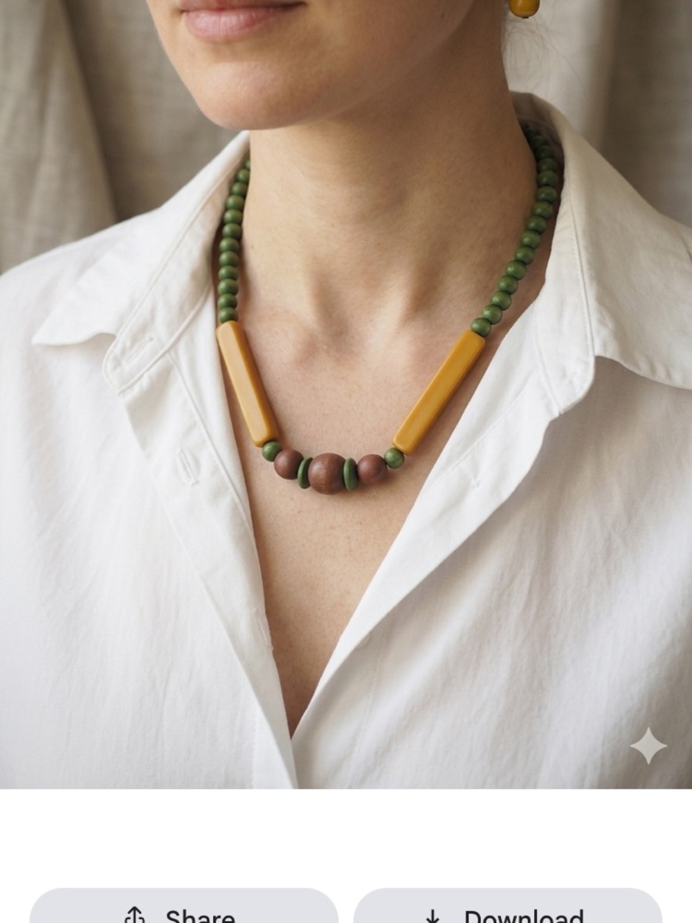 Vintage handmade Elegant Green and Brown Beaded Necklace Set
